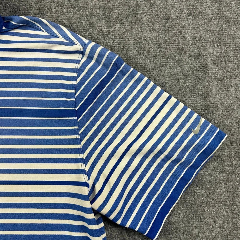 Nike‎ Golf Polo Shirt Mens XL Blue Striped Short Sleeve Dri-Fit Performance